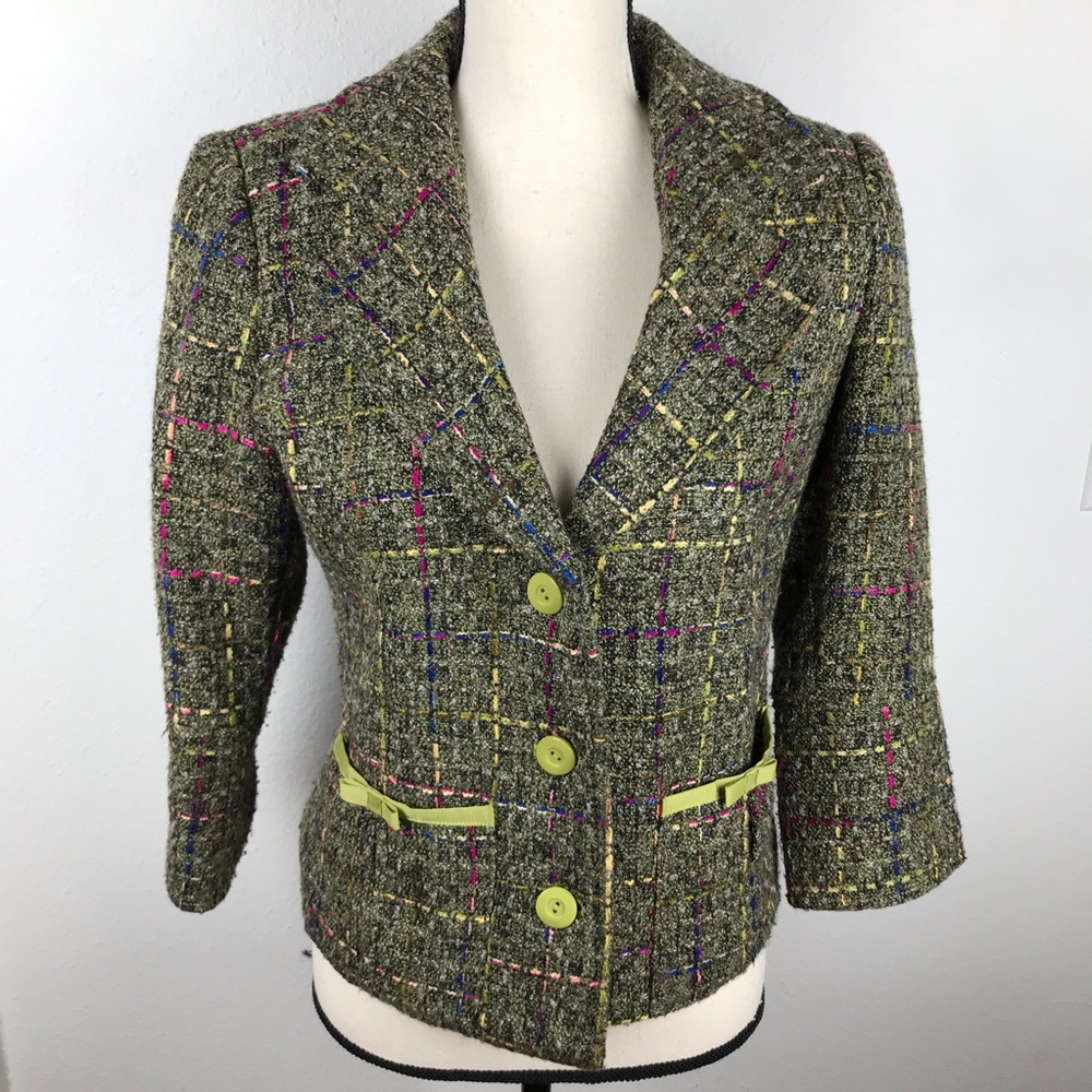 UNIFORM TWEED BUTTON UP SLIT SLEEVE  POCKET BLAZER